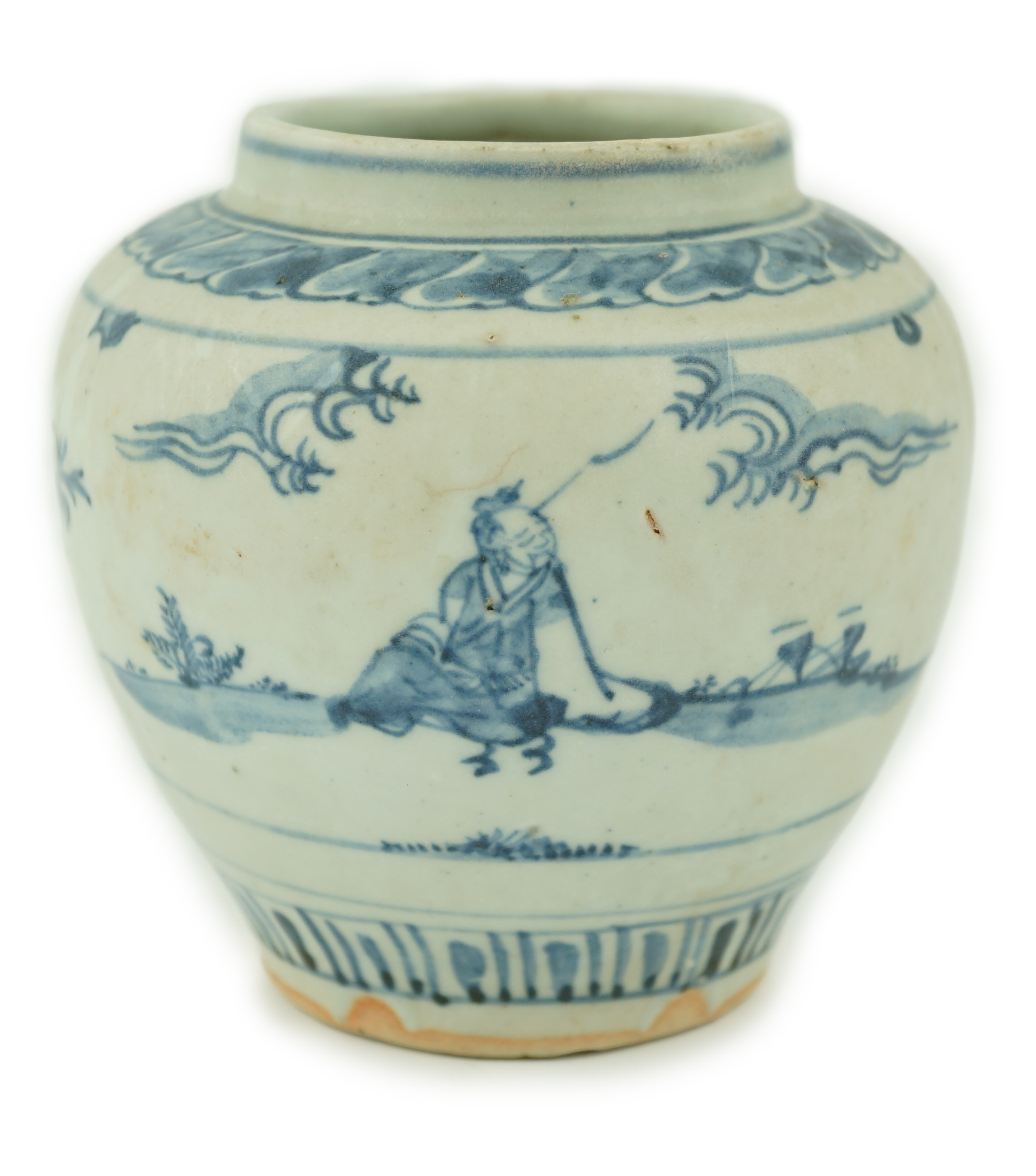 A Chinese Ming blue and white jar, late 15th century